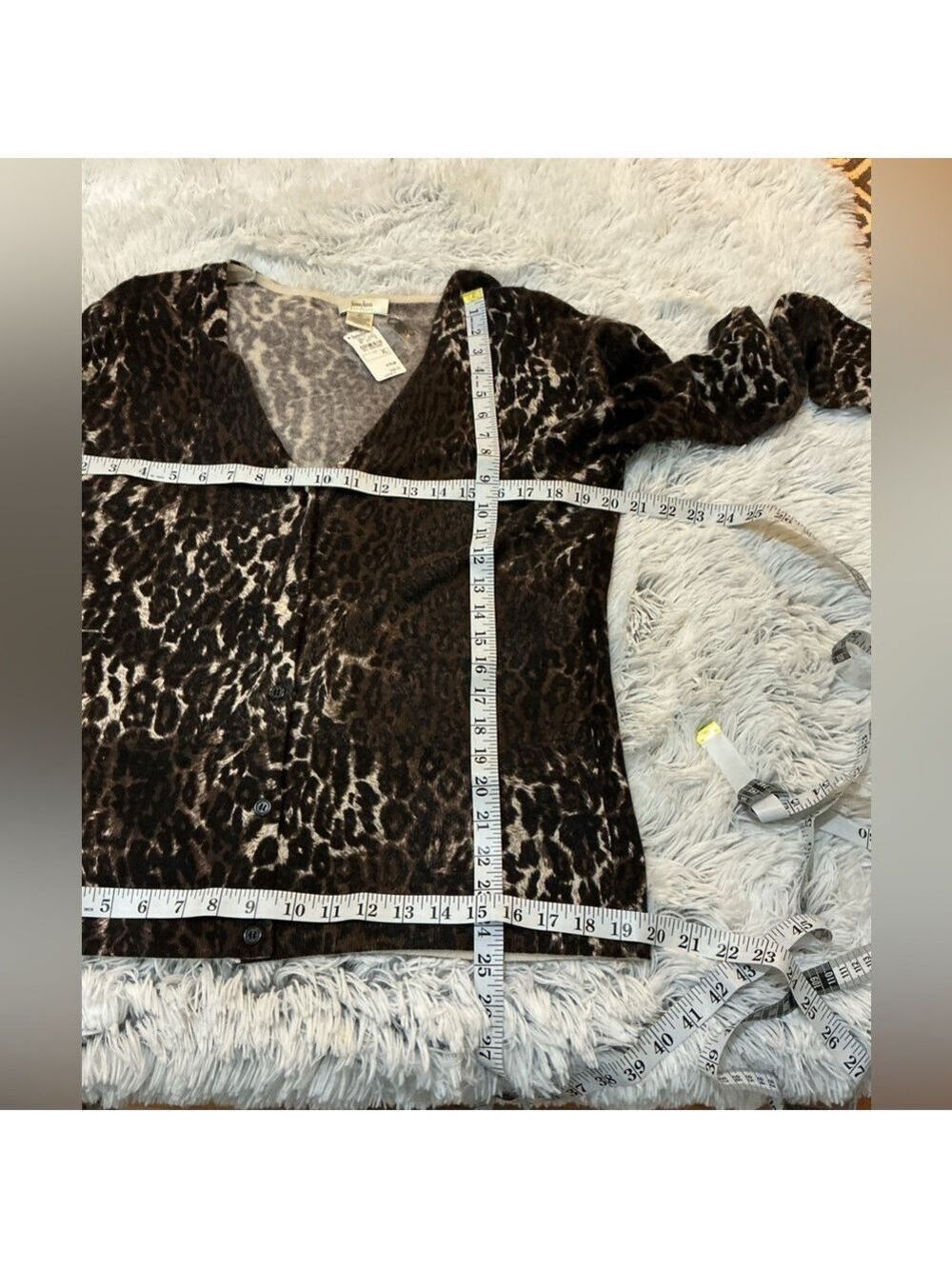 Neiman Marcus 100% Cashmere Leopard Print Cardigan Sweater XL NWT - Picture 11 of 13